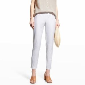 Eileen Fisher slim crepe ankle pant in white medium